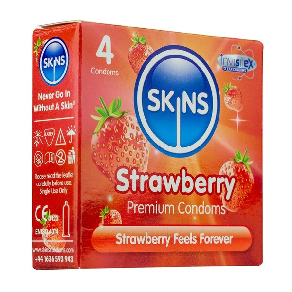 Skins Condoms Strawberry - 4 Pack