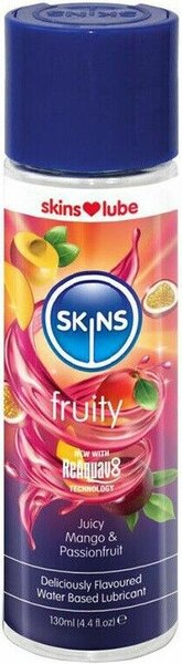 Skins Fruity Juicy Mango &amp; Passievrucht - Glijmiddel op Waterbasis - 130 ml.